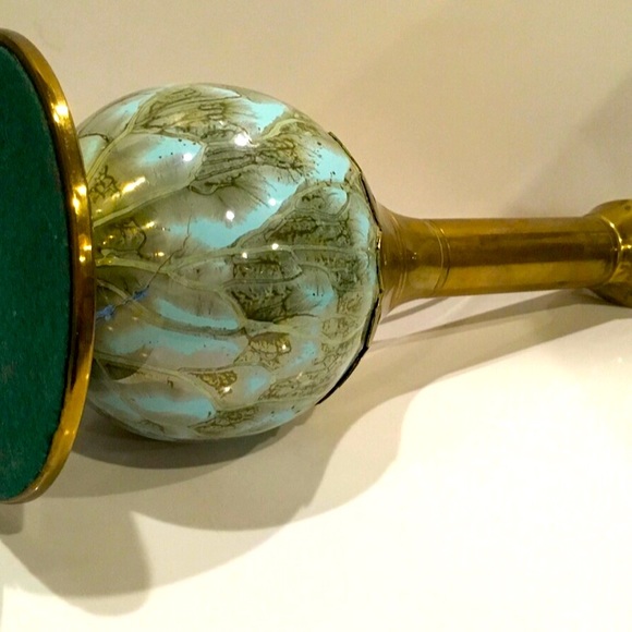 Delft Holland Brass Ewer with Blue/Green Marbled Base~RARE FIND - Picture 4 of 7